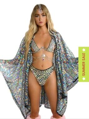 The Lumi Shop Holographic Sequin Bikini Set without Matching Kimono - Silver
